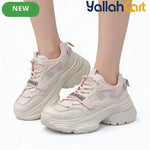 Desai Women's Chunky Platform Sneakers – Colorblock Lace-Up Casual Walking Shoes