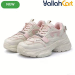 Desai Women's Chunky Platform Sneakers – Colorblock Lace-Up Casual Walking Shoes