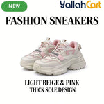 Desai Women's Chunky Platform Sneakers – Colorblock Lace-Up Casual Walking Shoes