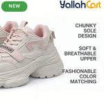 Desai Women's Chunky Platform Sneakers – Colorblock Lace-Up Casual Walking Shoes