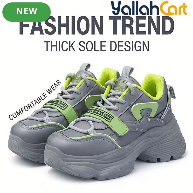Desai Women's Chunky Platform Sneakers – Colorblock Lace-Up Casual Walking Shoes