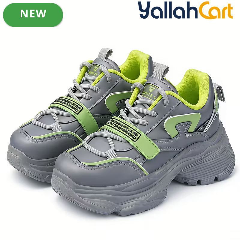 Desai Women's Chunky Platform Sneakers – Colorblock Lace-Up Casual Walking Shoes