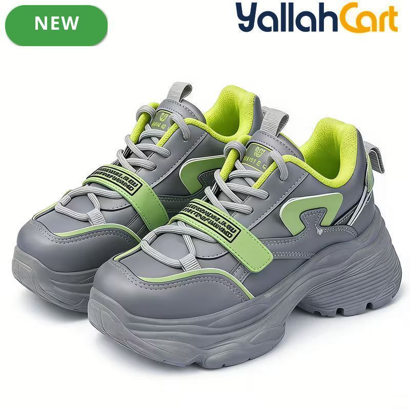 Desai Women's Chunky Platform Sneakers – Colorblock Lace-Up Casual Walking Shoes