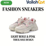 Desai Women's Chunky Platform Sneakers – Colorblock Lace-Up Casual Walking Shoes