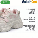 Desai Women's Chunky Platform Sneakers – Colorblock Lace-Up Casual Walking Shoes