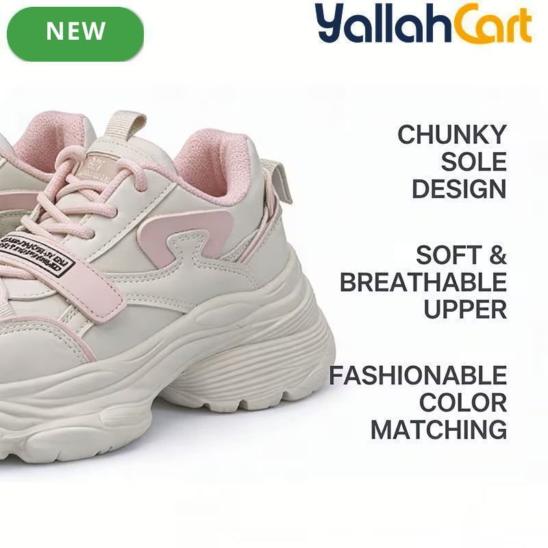 Desai Women's Chunky Platform Sneakers – Colorblock Lace-Up Casual Walking Shoes