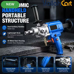 Industrial 4300W Diamond Core Drilling Machine - Blue & Silver, Portable Handheld Wet Core Drill, 1900RPM Idle Speed, Overload Protection, Safety Clutch, Concrete, Brick & Wall Hole Making