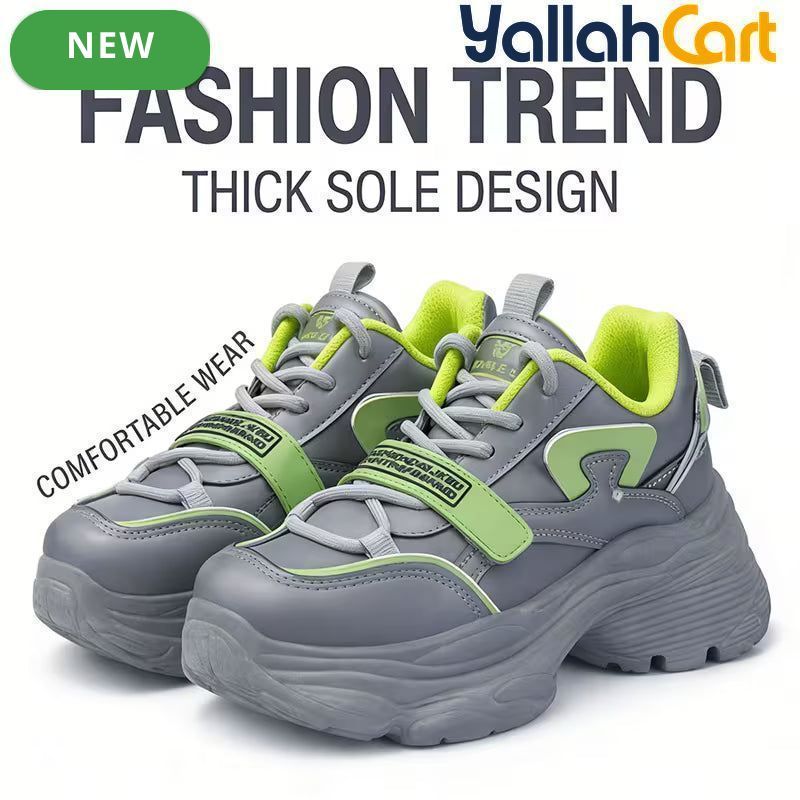 Desai Women's Chunky Platform Sneakers – Colorblock Lace-Up Casual Walking Shoes