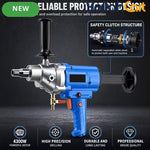 Industrial 4300W Diamond Core Drilling Machine - Blue & Silver, Portable Handheld Wet Core Drill, 1900RPM Idle Speed, Overload Protection, Safety Clutch, Concrete, Brick & Wall Hole Making