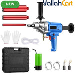 Industrial 4300W Diamond Core Drilling Machine - Blue & Silver, Portable Handheld Wet Core Drill, 1900RPM Idle Speed, Overload Protection, Safety Clutch, Concrete, Brick & Wall Hole Making