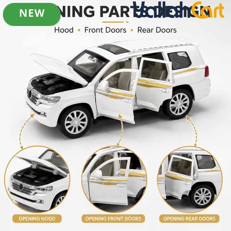Die-Cast SUV Toy Car - White Realistic Model Vehicle with Openable Doors & Hood, Mini Car Toy for Kids Ages 3+, Pretend Play & Collectible Vehicle Gift for Boys & Girls