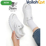 Desai Women's Chunky Platform Sneakers – White Retro Lace-Up Shoes