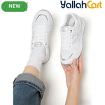 Desai Women's Chunky Platform Sneakers – White Retro Lace-Up Shoes