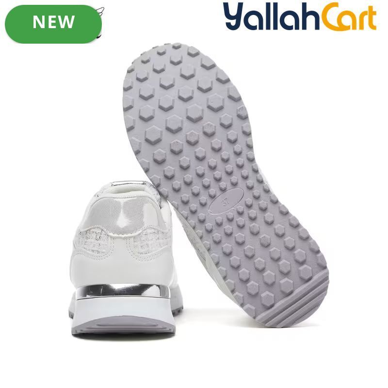 Desai Women's Chunky Platform Sneakers – White Retro Lace-Up Shoes