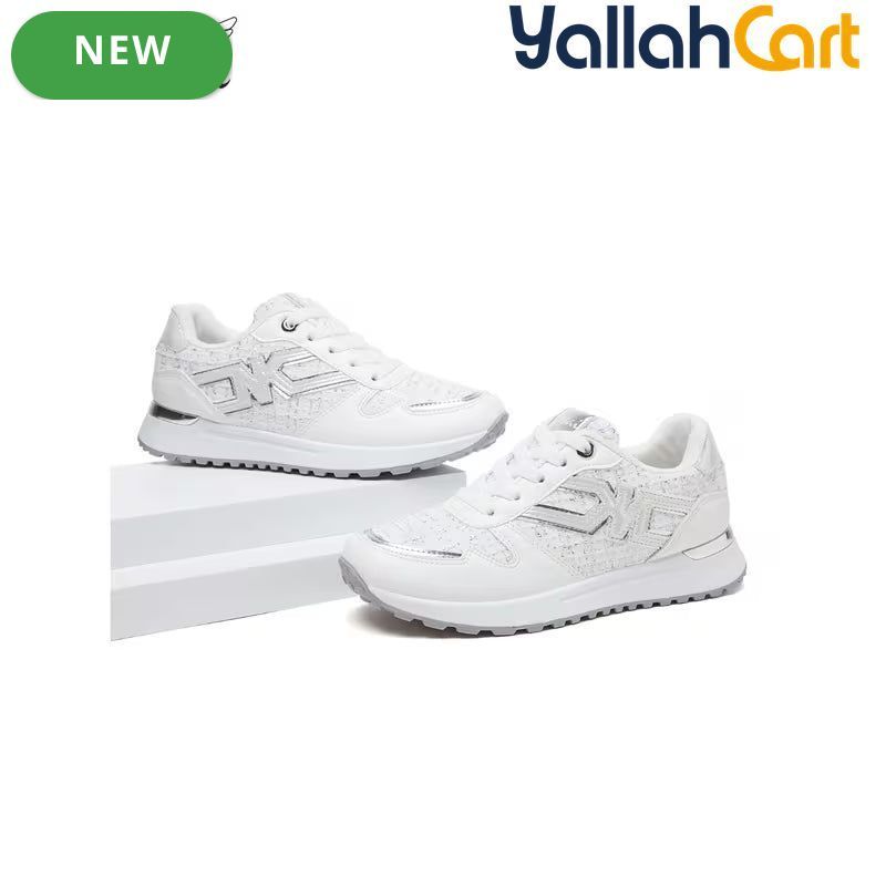 Desai Women's Chunky Platform Sneakers – White Retro Lace-Up Shoes