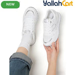 Desai Women's Chunky Platform Sneakers – White Retro Lace-Up Shoes