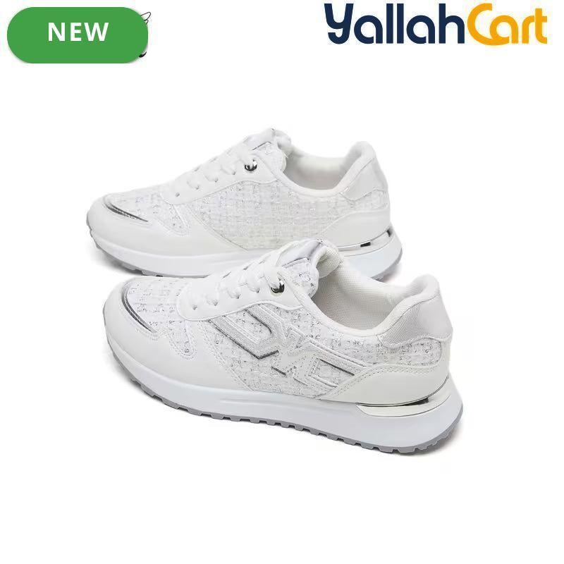 Desai Women's Chunky Platform Sneakers – White Retro Lace-Up Shoes