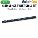 2PCS 4.8mm HSS Twist Drill Bits - Black, High Speed Steel Straight Shank Drill Bit Set, Spiral Flute Metal Drilling Tools, Durable Metal Drill Bits for Workshop, Repair & DIY