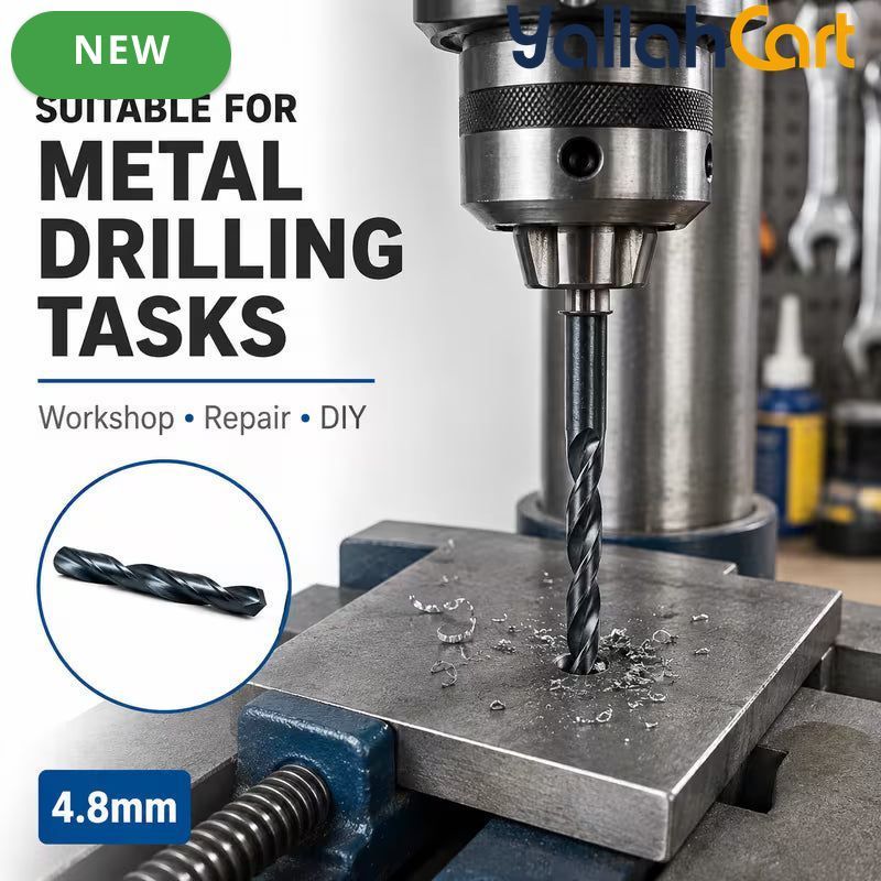 2PCS 4.8mm HSS Twist Drill Bits - Black, High Speed Steel Straight Shank Drill Bit Set, Spiral Flute Metal Drilling Tools, Durable Metal Drill Bits for Workshop, Repair & DIY
