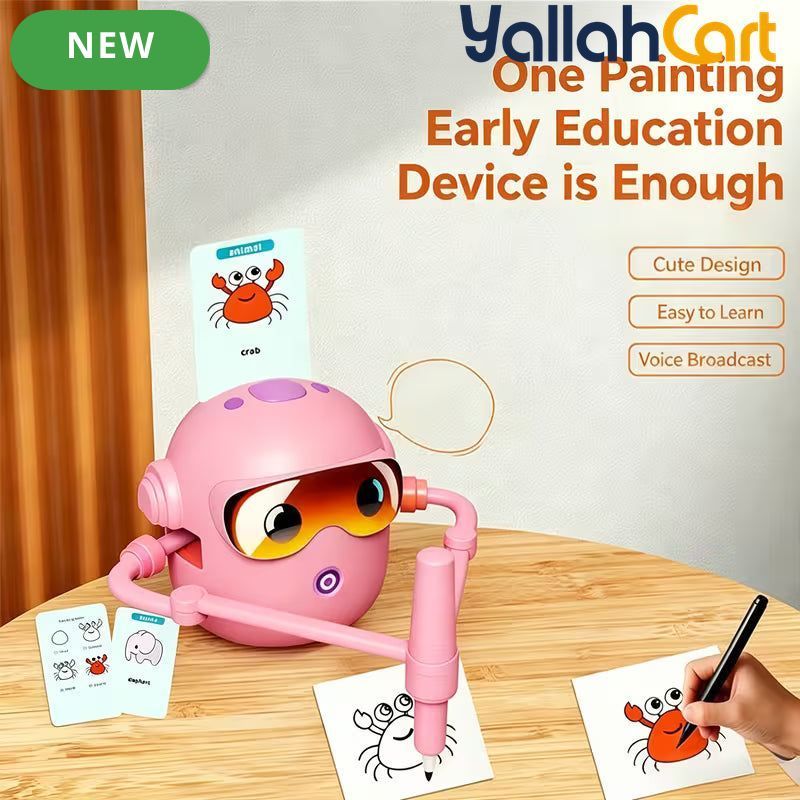 Intelligent Voice Painting Robot - Multicolor Montessori Voice Interactive Educational Painting Toy with 100 Drawing Cards, Creative Learning Activity for Kids Ages 3-12, Birthday & Christmas Gift for Boys & Girls