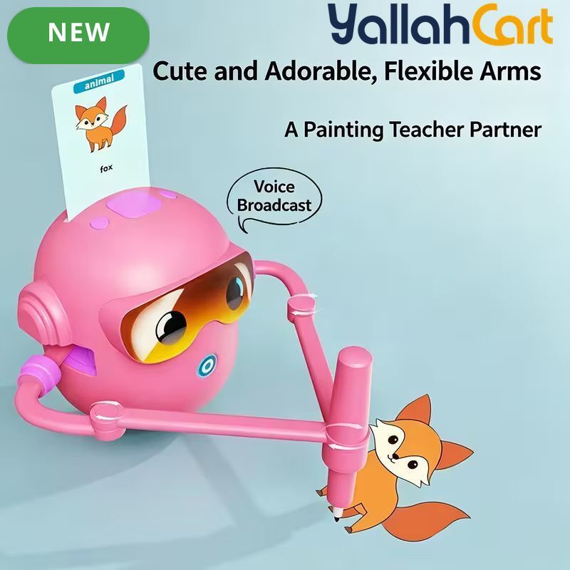 Intelligent Voice Painting Robot - Multicolor Montessori Voice Interactive Educational Painting Toy with 100 Drawing Cards, Creative Learning Activity for Kids Ages 3-12, Birthday & Christmas Gift for Boys & Girls