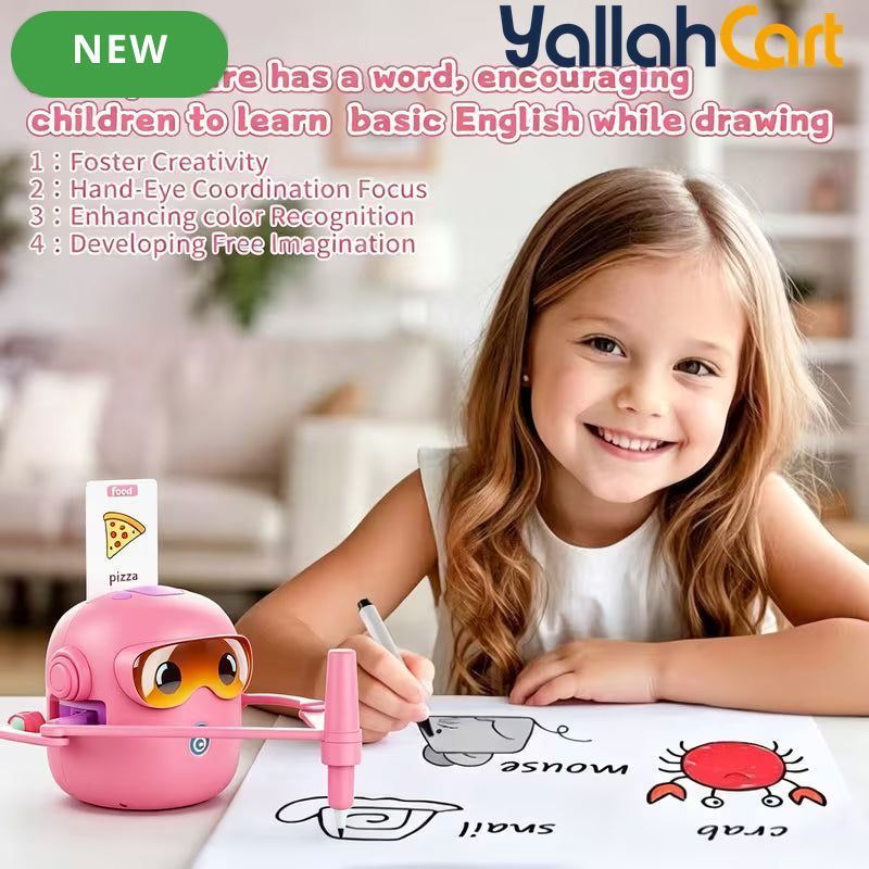Intelligent Voice Painting Robot - Multicolor Montessori Voice Interactive Educational Painting Toy with 100 Drawing Cards, Creative Learning Activity for Kids Ages 3-12, Birthday & Christmas Gift for Boys & Girls