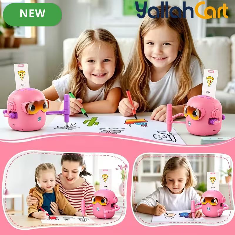 Intelligent Voice Painting Robot - Multicolor Montessori Voice Interactive Educational Painting Toy with 100 Drawing Cards, Creative Learning Activity for Kids Ages 3-12, Birthday & Christmas Gift for Boys & Girls