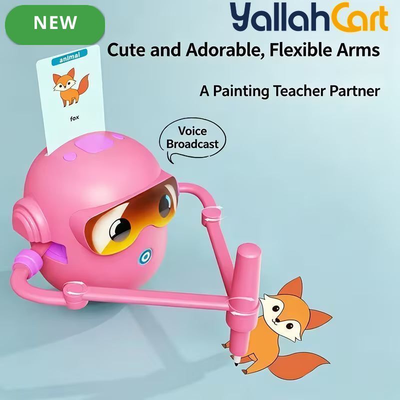 Intelligent Voice Painting Robot - Multicolor Montessori Voice Interactive Educational Painting Toy with 100 Drawing Cards, Creative Learning Activity for Kids Ages 3-12, Birthday & Christmas Gift for Boys & Girls