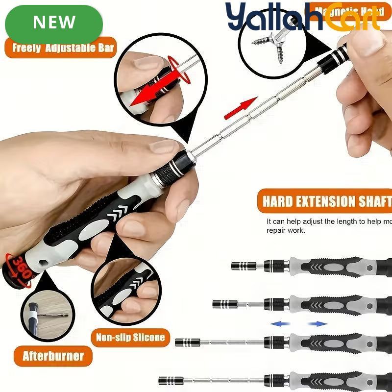 115-in-1 Multi-functional Precision Screwdriver Set - Black & Silver, Ultra Durable Small Repair Kit, PC Accessories Tool Set, PS5 Repair Kit, Precision Screwdriver Set for MacBook, Computer, Laptop, Watch, PS4, Xbox, Glasses, Gaming Console & More