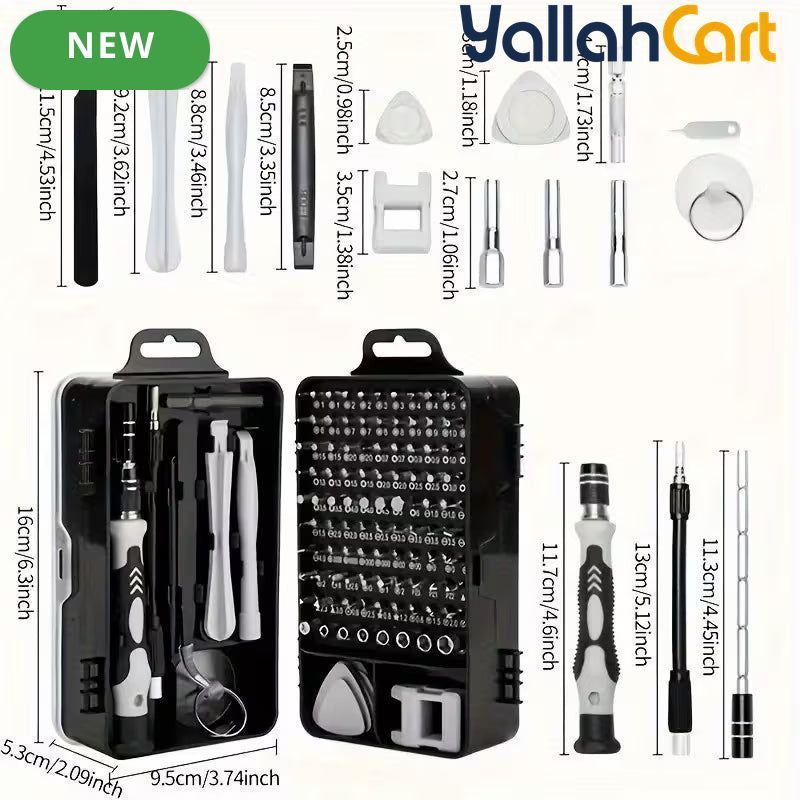 115-in-1 Multi-functional Precision Screwdriver Set - Black & Silver, Ultra Durable Small Repair Kit, PC Accessories Tool Set, PS5 Repair Kit, Precision Screwdriver Set for MacBook, Computer, Laptop, Watch, PS4, Xbox, Glasses, Gaming Console & More