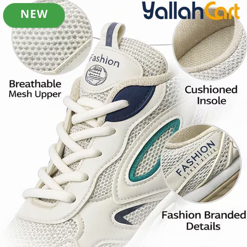 Desai Unisex Chunky Sneakers – Breathable Mesh Thick-Sole Casual Shoes