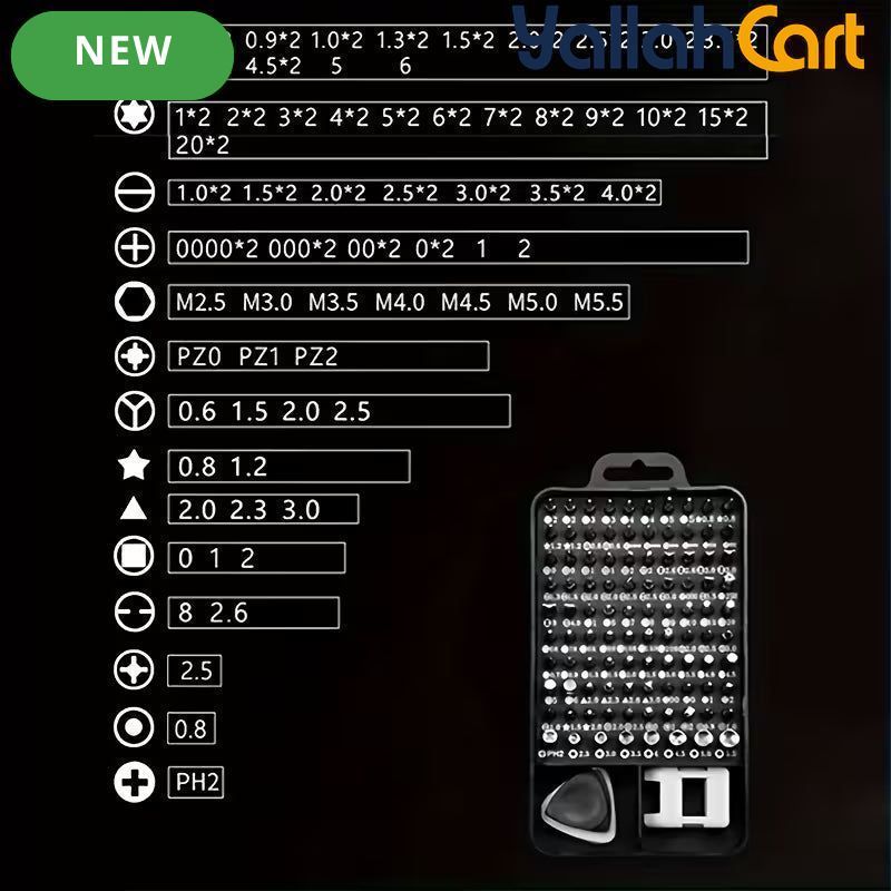 115-in-1 Multi-functional Precision Screwdriver Set - Black & Silver, Ultra Durable Small Repair Kit, PC Accessories Tool Set, PS5 Repair Kit, Precision Screwdriver Set for MacBook, Computer, Laptop, Watch, PS4, Xbox, Glasses, Gaming Console & More