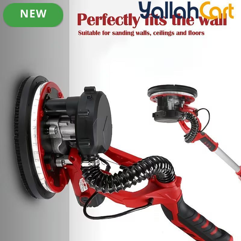 800W Drywall Sander - Red/Black, Electric Drywall Sander with Vacuum Dust Collection, LED Light, Variable Speed 800-1800RPM, Foldable & Extendable Handle, 50pcs Sandpaper Set
