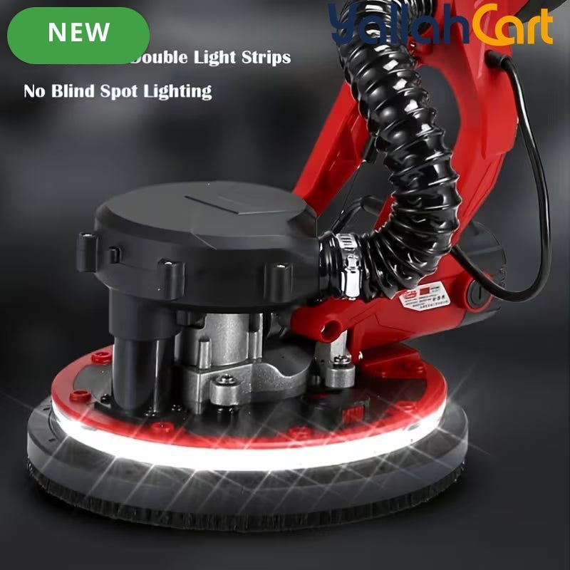 800W Drywall Sander - Red/Black, Electric Drywall Sander with Vacuum Dust Collection, LED Light, Variable Speed 800-1800RPM, Foldable & Extendable Handle, 50pcs Sandpaper Set