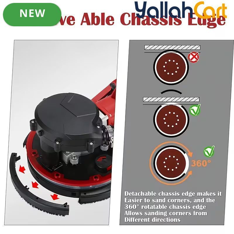 800W Drywall Sander - Red/Black, Electric Drywall Sander with Vacuum Dust Collection, LED Light, Variable Speed 800-1800RPM, Foldable & Extendable Handle, 50pcs Sandpaper Set
