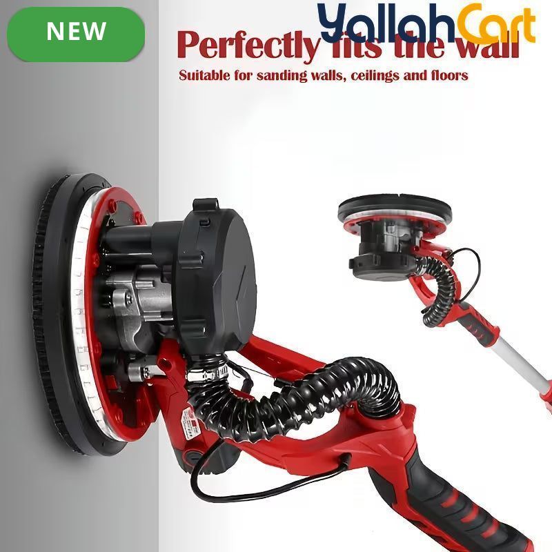800W Drywall Sander - Red/Black, Electric Drywall Sander with Vacuum Dust Collection, LED Light, Variable Speed 800-1800RPM, Foldable & Extendable Handle, 50pcs Sandpaper Set