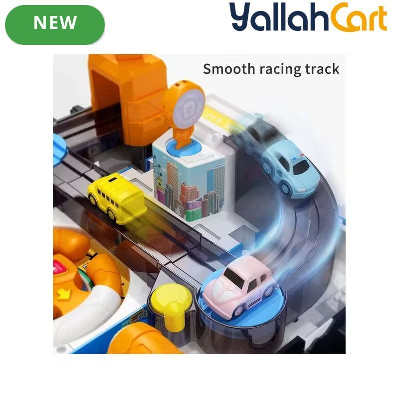 Race Track Car Adventure Toy - Blue Transforming Bus Rescue Vehicle with Sound & Light, Play Vehicle for Kids Ages 3-8, Car Rescue Adventure Toy, Transforming Vehicle Playset, Gift for Boys & Girls