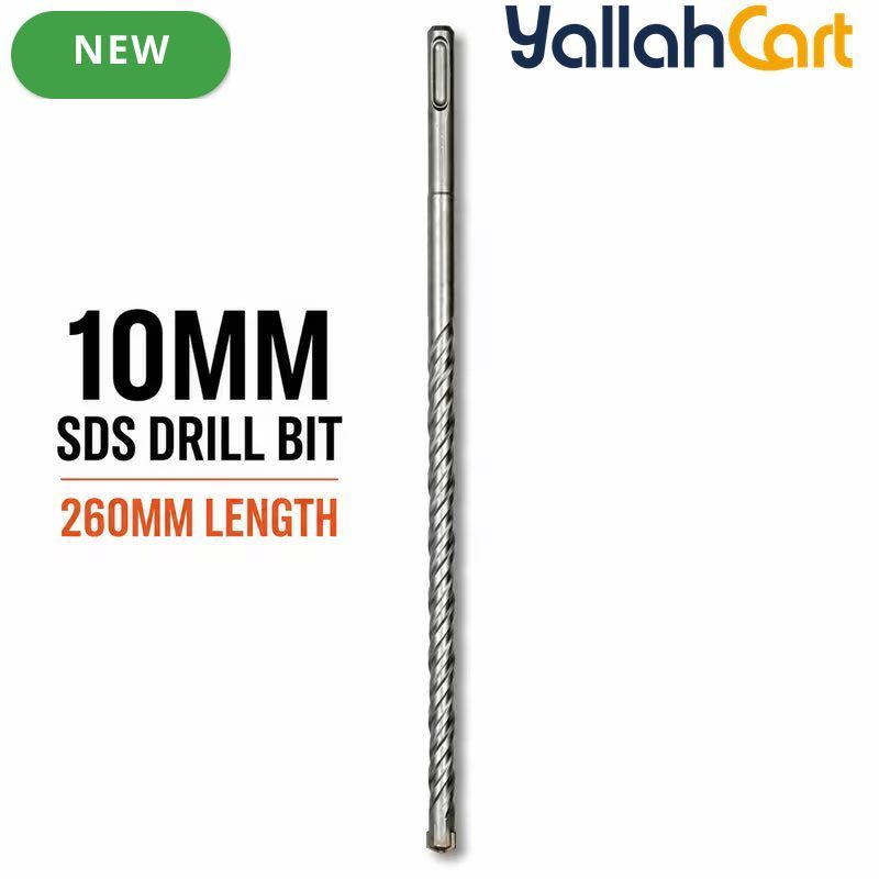 10mm x 260mm SDS Plus Hammer Drill Bit - Steel, Carbide Tip Rotary Hammer Drill Bit, Spiral Flute Masonry Drill Bit for Concrete, Brick, Block & Stone, Construction & DIY Drilling Tool
