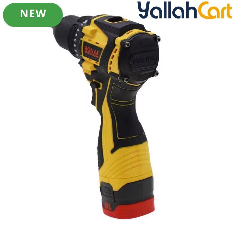 24V Cordless Drill Driver - Black/Yellow, BN-HK117, 2-Speed 350-1350RPM, Adjustable Torque, 3/8" Keyless Chuck, Rechargeable Lithium Battery, 21pcs Drill Bit & Socket Set, Carrying Case for Home DIY, Wood, Plastic & Light Metal