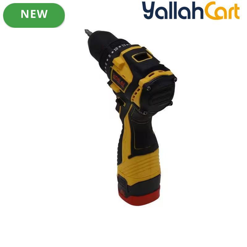 24V Cordless Drill Driver - Black/Yellow, BN-HK117, 2-Speed 350-1350RPM, Adjustable Torque, 3/8" Keyless Chuck, Rechargeable Lithium Battery, 21pcs Drill Bit & Socket Set, Carrying Case for Home DIY, Wood, Plastic & Light Metal