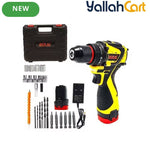 24V Cordless Drill Driver - Black/Yellow, BN-HK117, 2-Speed 350-1350RPM, Adjustable Torque, 3/8" Keyless Chuck, Rechargeable Lithium Battery, 21pcs Drill Bit & Socket Set, Carrying Case for Home DIY, Wood, Plastic & Light Metal