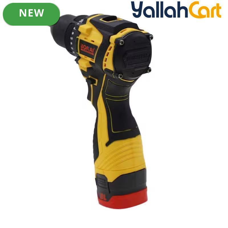 24V Cordless Drill Driver - Black/Yellow, BN-HK117, 2-Speed 350-1350RPM, Adjustable Torque, 3/8" Keyless Chuck, Rechargeable Lithium Battery, 21pcs Drill Bit & Socket Set, Carrying Case for Home DIY, Wood, Plastic & Light Metal