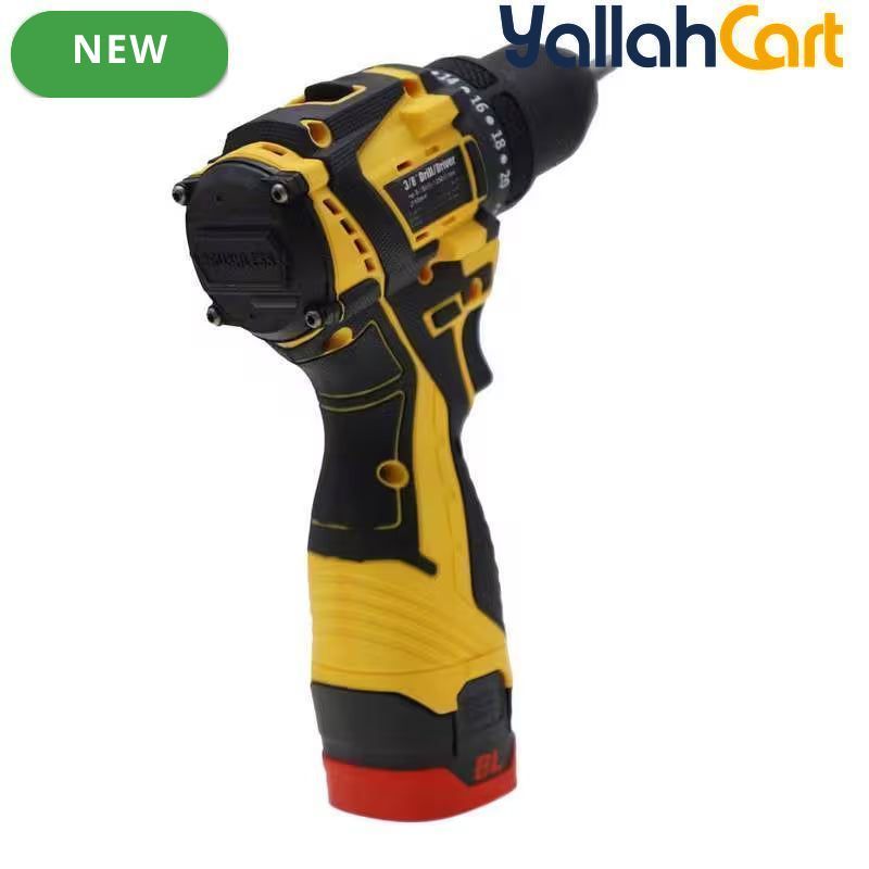 24V Cordless Drill Driver - Black/Yellow, BN-HK117, 2-Speed 350-1350RPM, Adjustable Torque, 3/8" Keyless Chuck, Rechargeable Lithium Battery, 21pcs Drill Bit & Socket Set, Carrying Case for Home DIY, Wood, Plastic & Light Metal