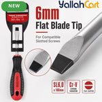 SL6.0 x 100mm Slotted Screwdriver - Black/Red, Long Shaft Flat Head Screwdriver, Anti-Slip Grip Handle, Steel Shaft, Hand Tool for DIY, Home Repair, Furniture Assembly, Cabinets & Workshop Use