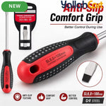 SL6.0 x 100mm Slotted Screwdriver - Black/Red, Long Shaft Flat Head Screwdriver, Anti-Slip Grip Handle, Steel Shaft, Hand Tool for DIY, Home Repair, Furniture Assembly, Cabinets & Workshop Use