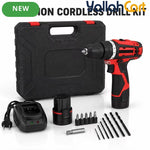 Cordless Drill Driver Kit - Black, 2 Rechargeable Batteries, 10mm Keyless Chuck, Adjustable Torque, Dual Speed, LED Work Light, Battery Indicator, Drill & Screwdriver Bits, Charger And Carry Case