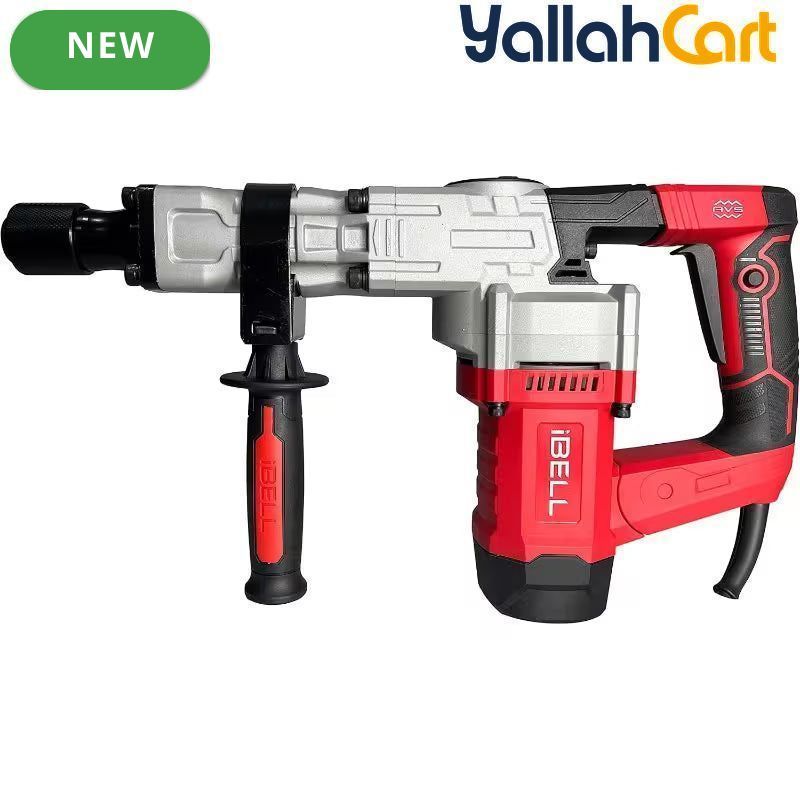Ibell DH20-30 Demolition Hammer - Red/Black, 1300W Motor, 6.2Kg Heavy Duty Rotary Hammer, 3700BPM, 16J Impact Energy, 17mm Hex Chuck, Vibration Control Knob, Demolition Tool with Storage Box
