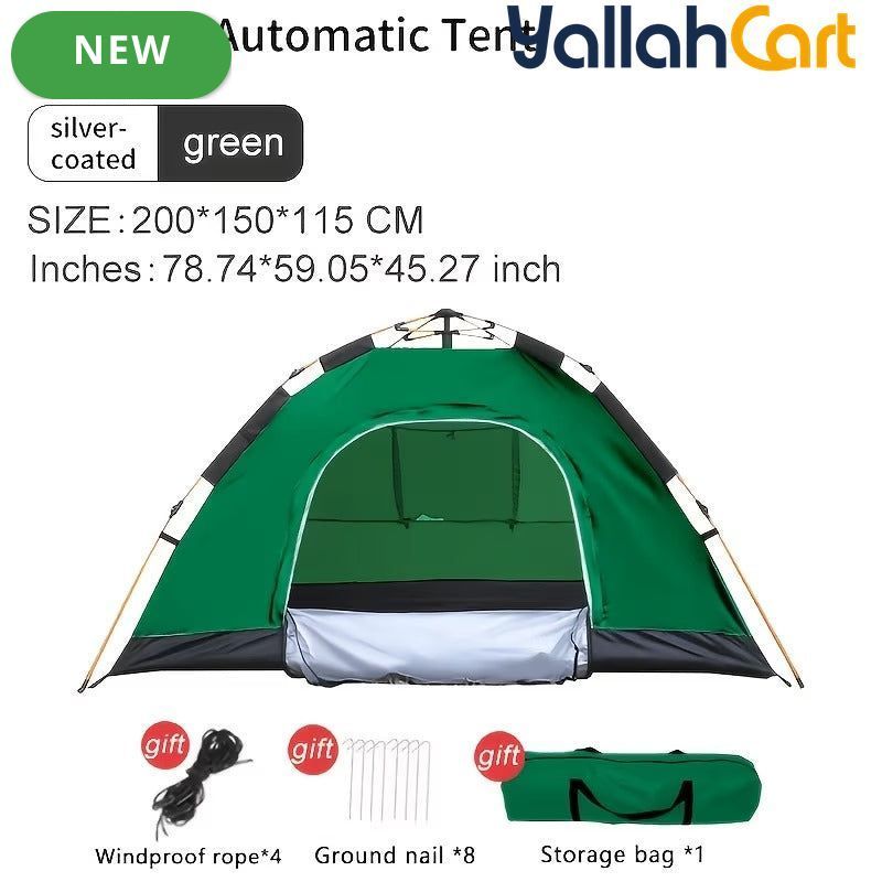 Automatic Quick-Open Camping Tent – Silver-Coated Sunshade for Outdoor & Picnic Use