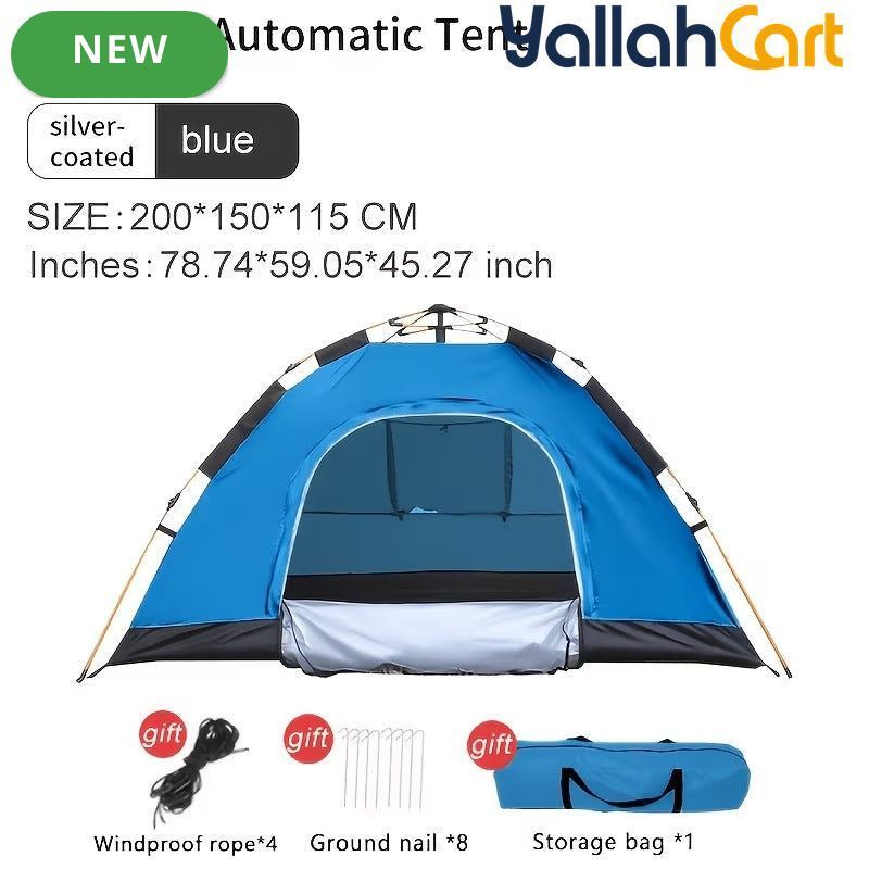 Automatic Quick-Open Camping Tent – Silver-Coated Sunshade for Outdoor & Picnic Use