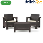 2-Seater Outdoor Sofa Set with Cushions & Coffee Table